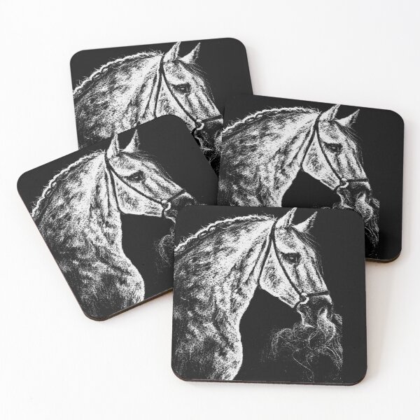 Item preview, Lusitano horse portrait drawing black and white designed and sold by horseaddicted.