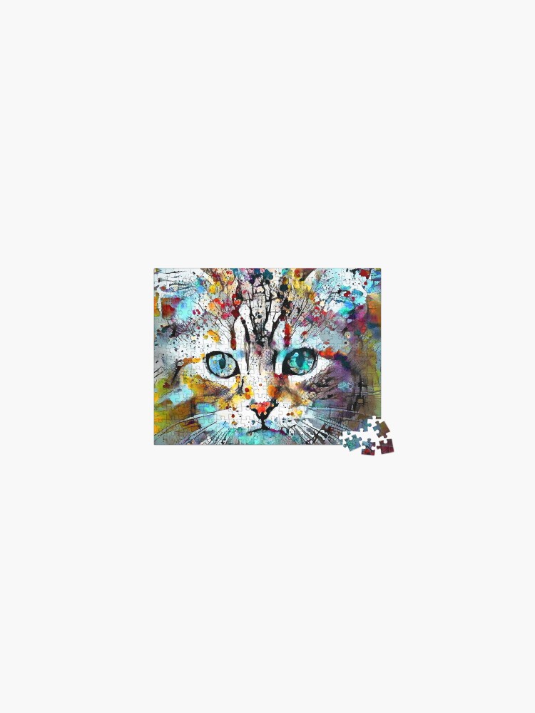 Thumbnail 1 of 2, Jigsaw Puzzle, Abstractions of abstract abstraction of cat designed and sold by blackhalt.