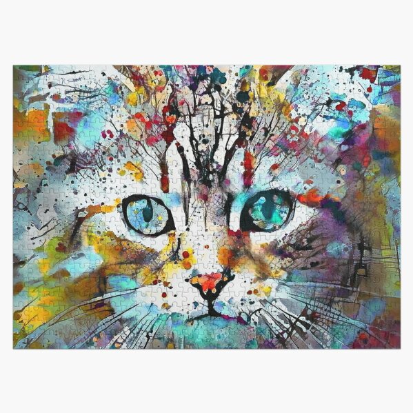 Abstractions of abstract abstraction of cat Jigsaw Puzzle