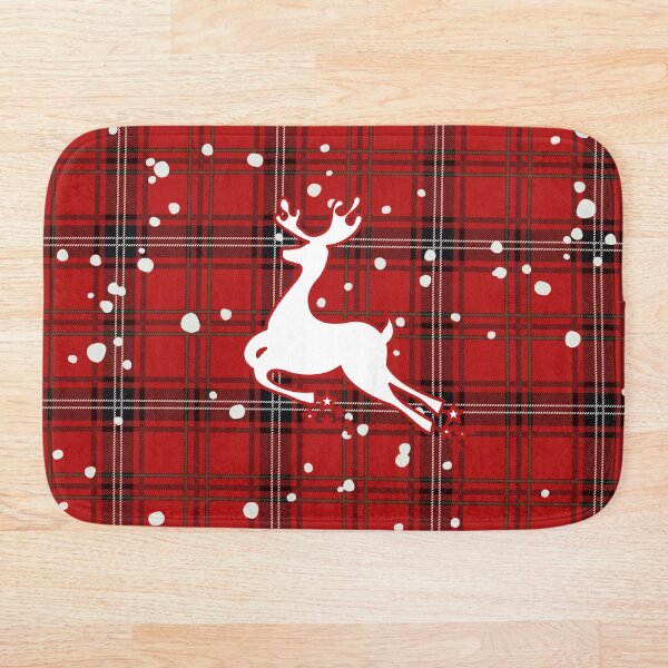 Aperçu de l'œuvre Motif tartan de Noël renne et neige créée et vendue par AkinsDesign.