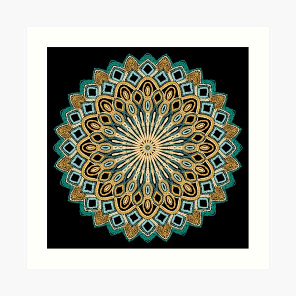 Teal and Gold Mandala Project 484 Art Print