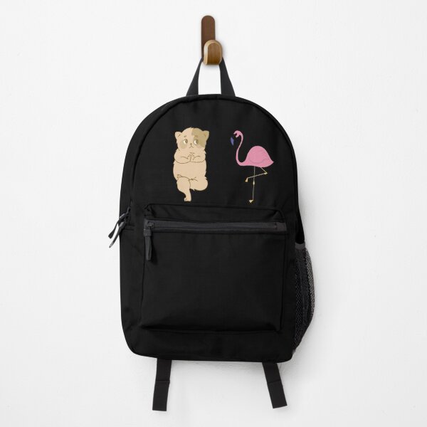 Item preview, Bear and Flamingo Yoga Tree Pose black background designed and sold by oxoxoxo.