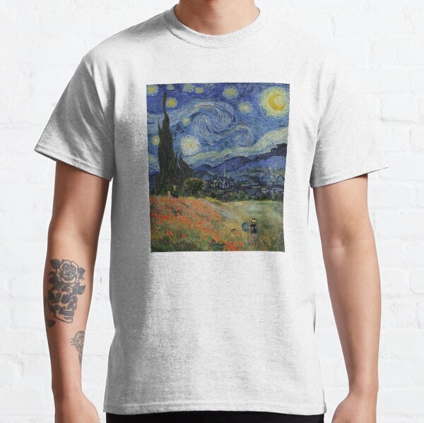 Claude Monet Poppy Fields Vincent Van Gogh Starry Night | Collage 2.0 by Bohemian Bear Classic T-Shirt