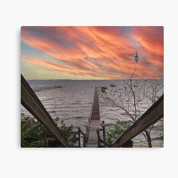 Florida Fort Pierce at Sunset with Orange and Pink Skies Canvas Print
