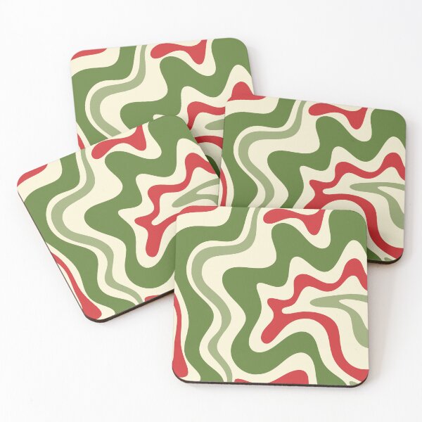 Item preview, Trippy Christmas Liquid Swirl Retro Abstract in Olive Green, Red, and Cream designed and sold by kierkegaard.