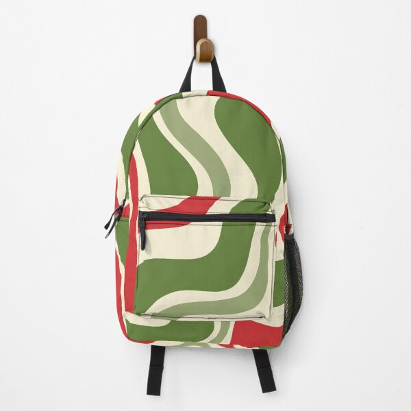 Item preview, Trippy Christmas Liquid Swirl Retro Abstract in Olive Green, Red, and Cream designed and sold by kierkegaard.