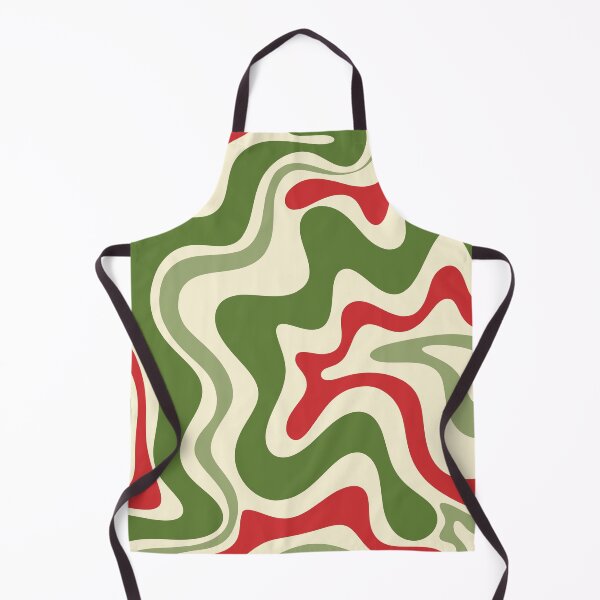 Item preview, Trippy Christmas Liquid Swirl Retro Abstract in Olive Green, Red, and Cream designed and sold by kierkegaard.