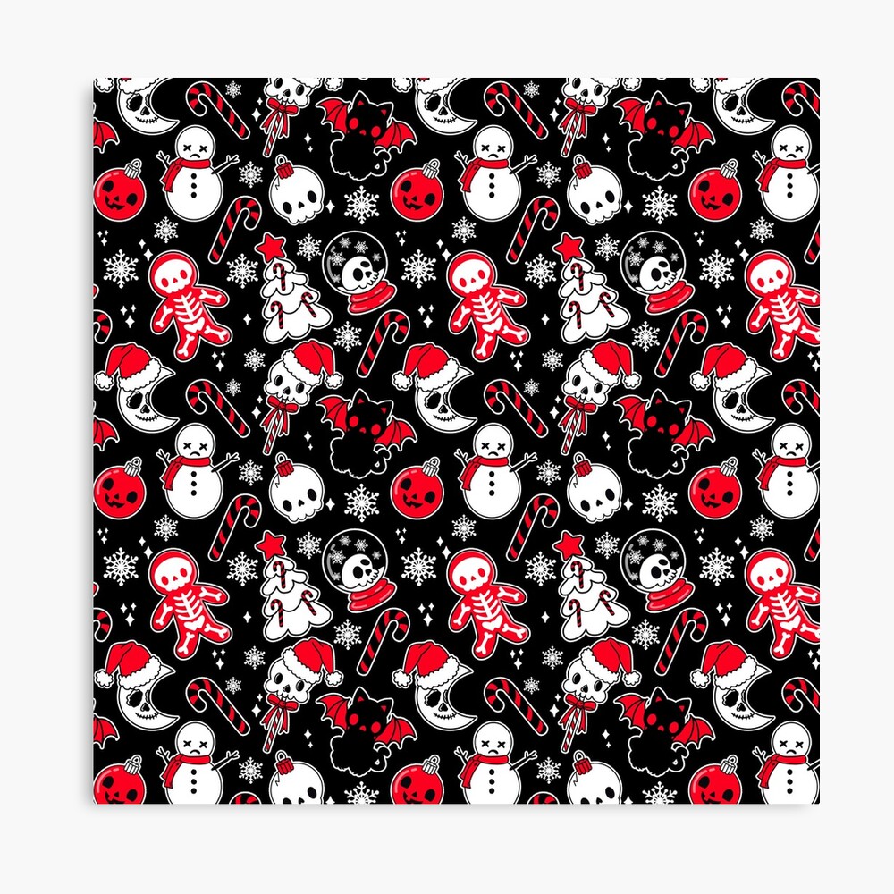 Santa Skull Goth Christmas Eco-Friendly Black Wrapping Paper, Kitschy  Creepmas Whimsigoth