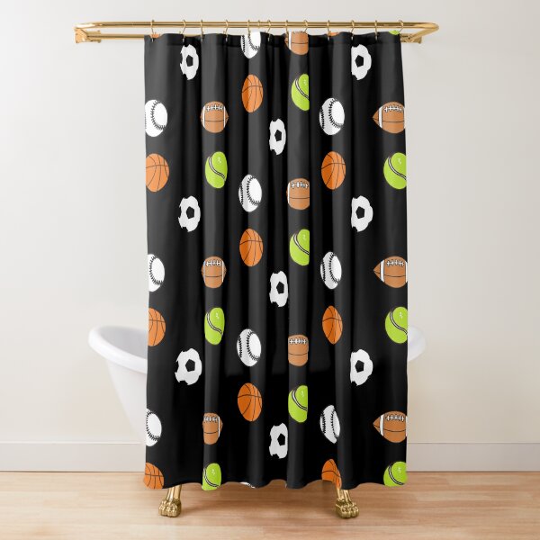 Tennis Shower Curtain Tennis Balls Pattern Print for Bathroom 