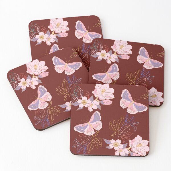 Item preview, Butterfly Floral Pattern - Burgundy designed and sold by Kraina.