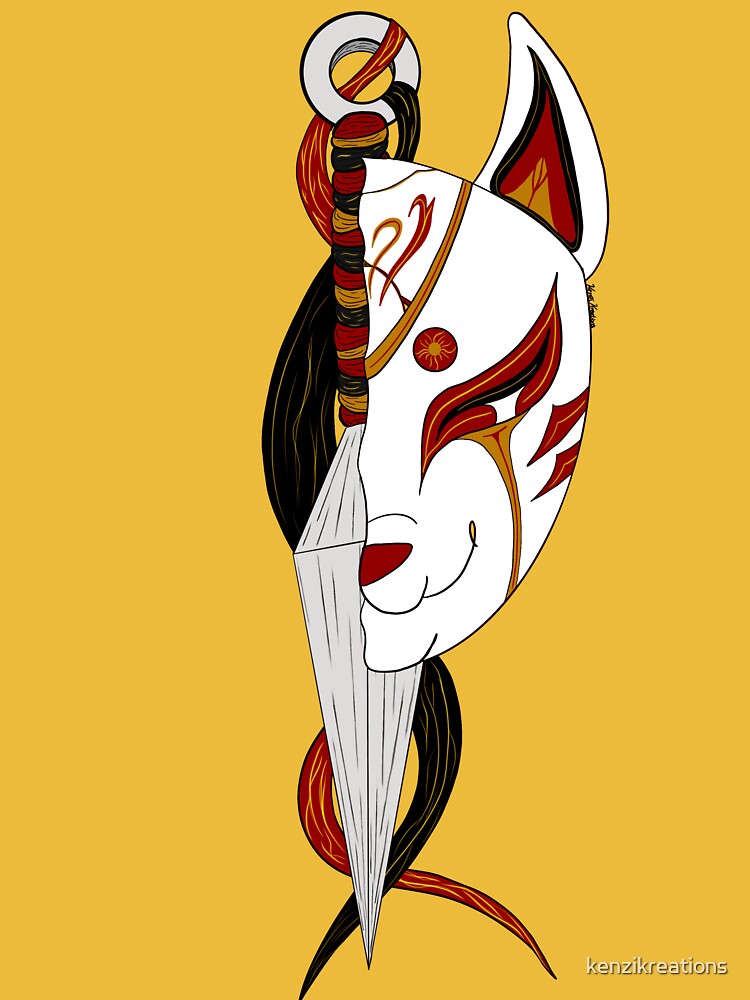 Kitsune Mask and Kunai Art Board Print for Sale by kenzikreations