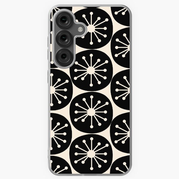 Item preview, Atomic Dots Retro Midcentury Modern Pattern in Almond Cream and Black designed and sold by kierkegaard.