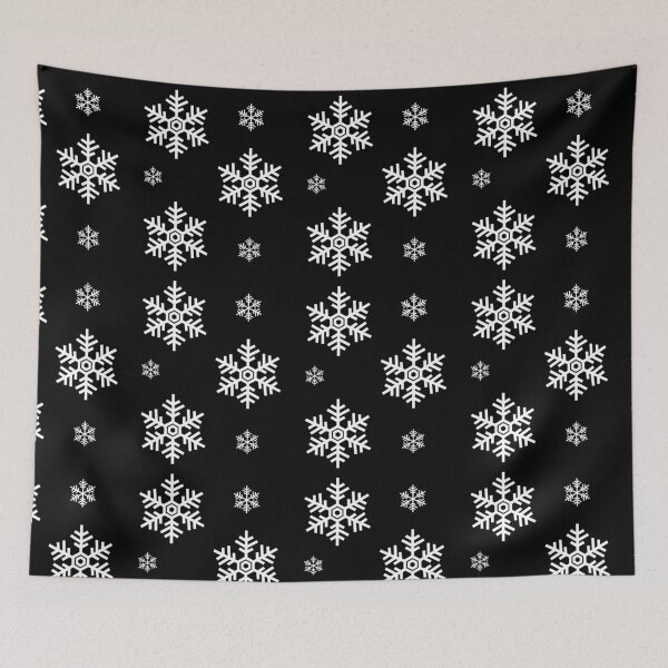 Item preview, White Snowflakes Patterns Black Decor Gift designed and sold by WearYourMood.
