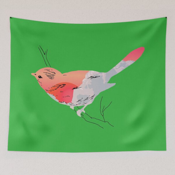 Item preview, Cute Bird Silhouette with Sunset Sky, Pink Sun and Clouds designed and sold by robalonso.