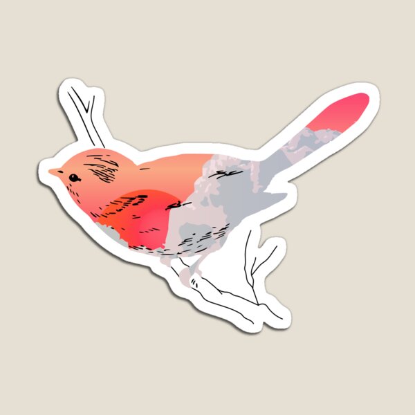 Item preview, Cute Bird Silhouette with Sunset Sky, Pink Sun and Clouds designed and sold by robalonso.