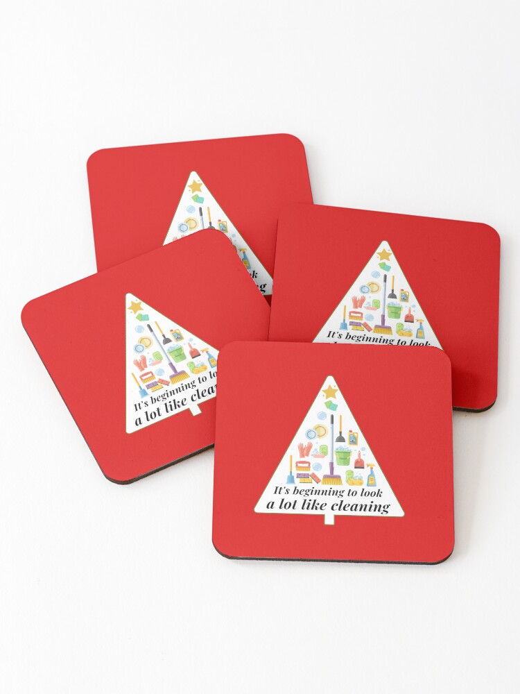 Thumbnail 1 of 5, Coasters (Set of 4), Look A Lot Like Cleaning Funny Housekeeping Christmas designed and sold by SavvyCleaner.
