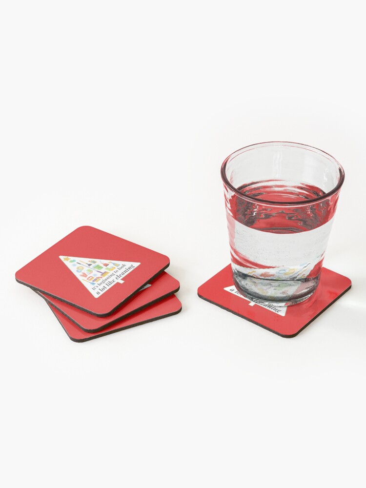 Thumbnail 2 of 5, Coasters (Set of 4), Look A Lot Like Cleaning Funny Housekeeping Christmas designed and sold by SavvyCleaner.