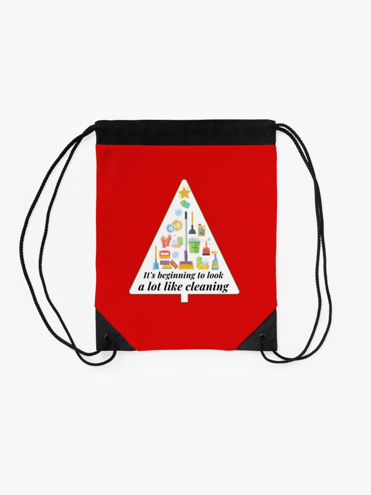 Thumbnail 2 of 3, Drawstring Bag, Look A Lot Like Cleaning Funny Housekeeping Christmas designed and sold by SavvyCleaner.