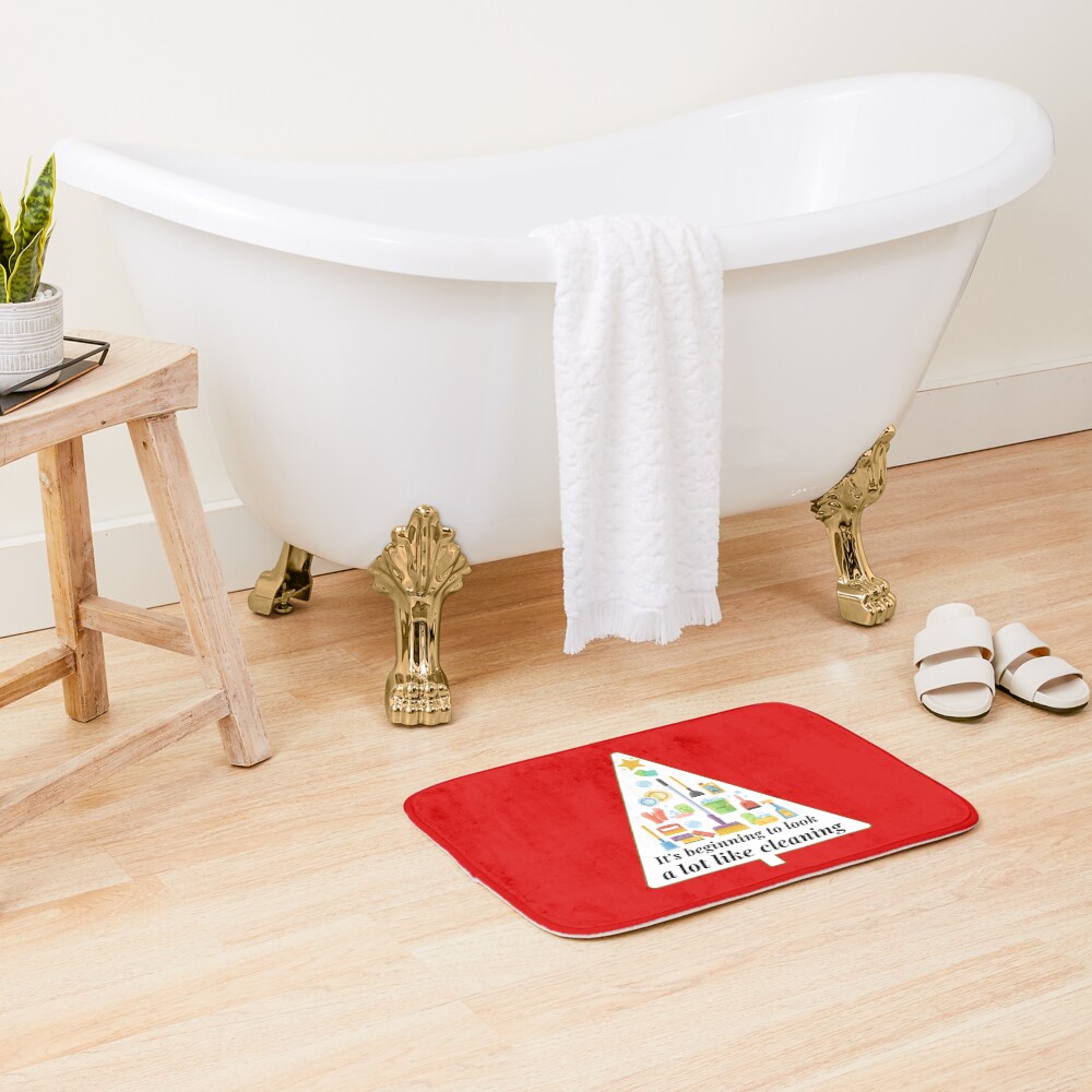 Look A Lot Like Cleaning Funny Housekeeping Christmas Bath Mat