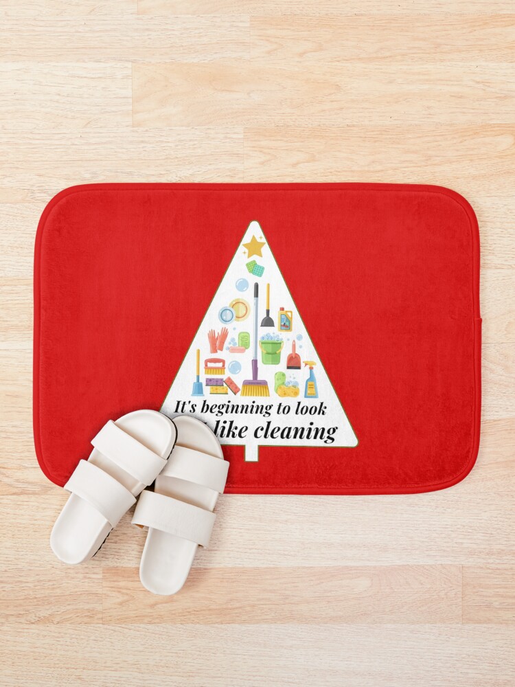 Alternate view of Look A Lot Like Cleaning Funny Housekeeping Christmas Bath Mat