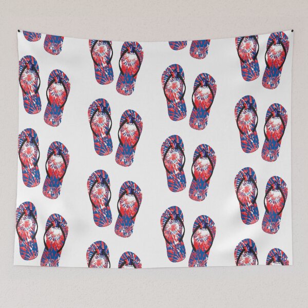 Item preview, Tie Dye Flip Flops go everywhere with red and blue color designed and sold by MisPuHoney.