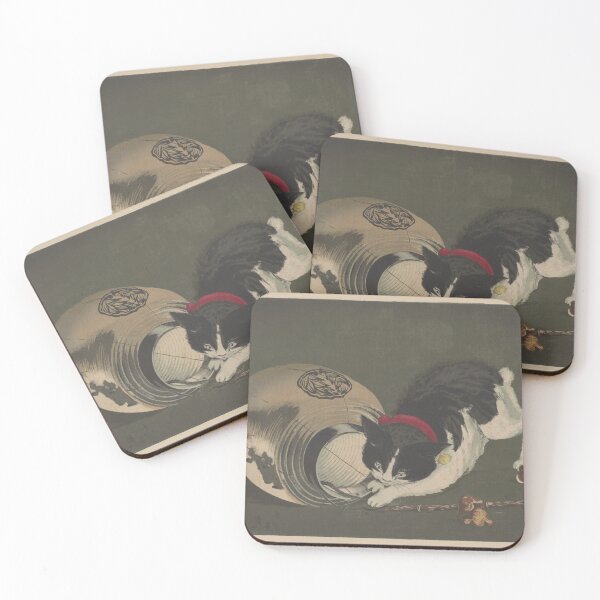 Item preview, Cat with lantern - Kobayashi Kiyochikaca - 1880 designed and sold by Gin  Neko.