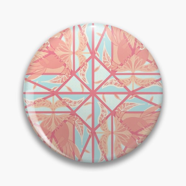 Item preview, Vintage Peach Stained Glass Floral Geometry designed and sold by radiosilenceD.