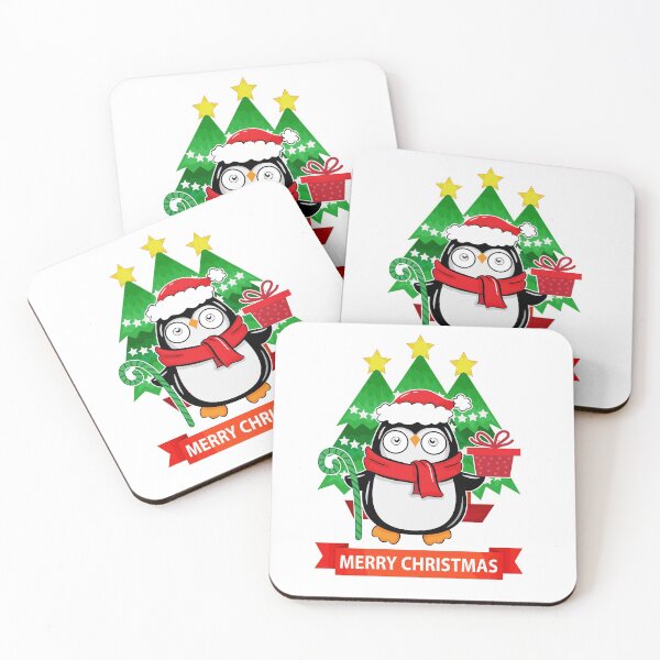 Item preview, Christmas Penguin cute with christmas tree, christmas gifts and merry christmas quotes designed and sold by MisPuHoney.
