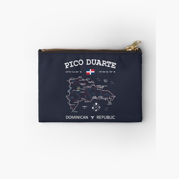 Item preview, Dominican Republic Flag Travel Map Pico Duarte Coordinates Roads Rivers and Oceans White designed and sold by frenchsalsa.