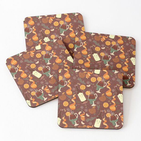 Item preview, Cute kawaii pattern with mulled wine designed and sold by burbura.