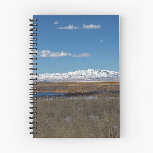 Item preview, Mountain range with snow and blue water, clouds, sky and brown grass designed and sold by Ventures1.