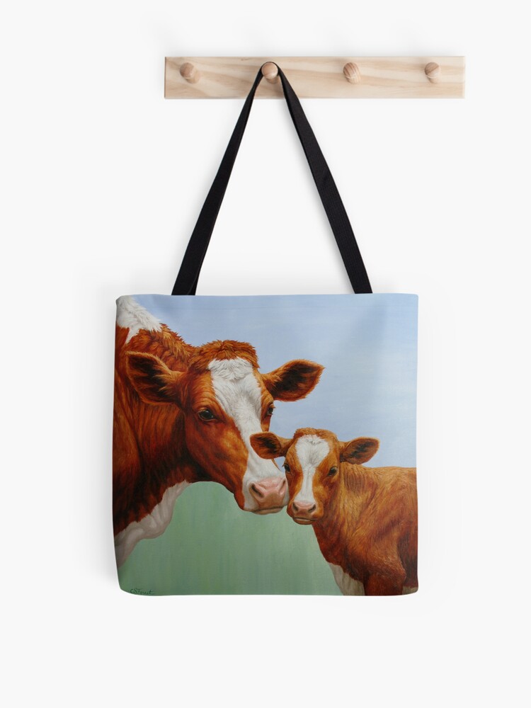 Tote Bag Mere Guernesey Vache Et Mignon Veau Par Csforest Redbubble