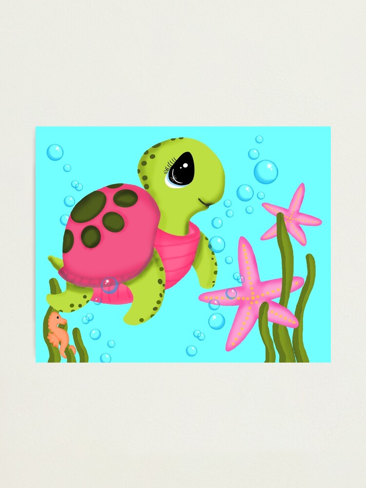Alternate view of Pink Sea Turtle Starfish Ocean Scene Photographic Print