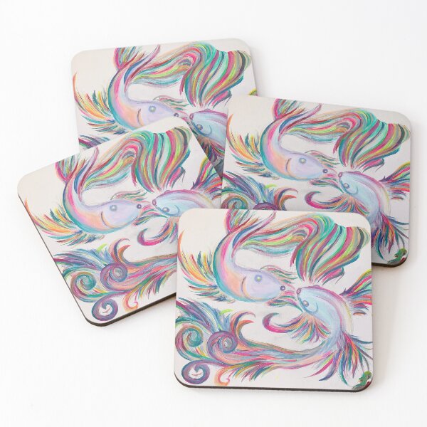 Item preview, RedBubble: Pride Fighting Beta Fish Vibrant Acrylic Painting designed and sold by HealingCreate47.