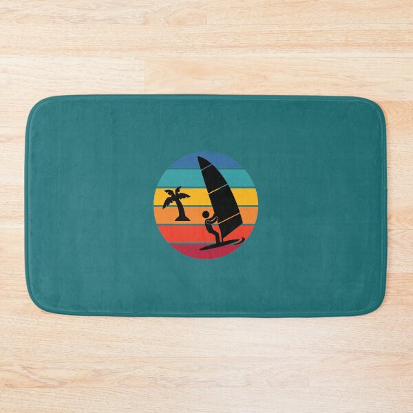 Item preview, Rainbow Sunset Windsurfer Sailing Palm Tree Beach California print designed and sold by doodabobs.