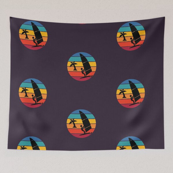 Item preview, Rainbow Sunset Windsurfer Sailing Palm Tree Beach California print designed and sold by doodabobs.