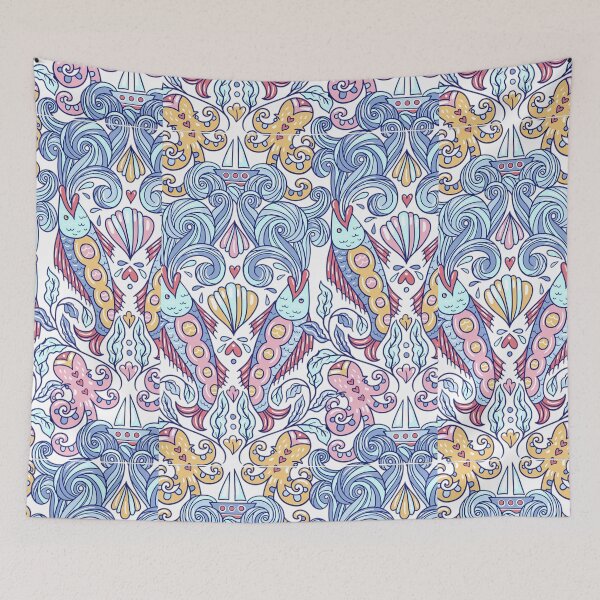 Item preview, colorful flowers plant marine life - fish octopus designed and sold by Indite.