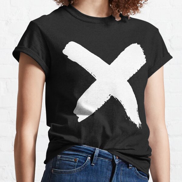 White X plague painted cross no trespassing silence or censored symbol black background HD High Quality Classic T-Shirt