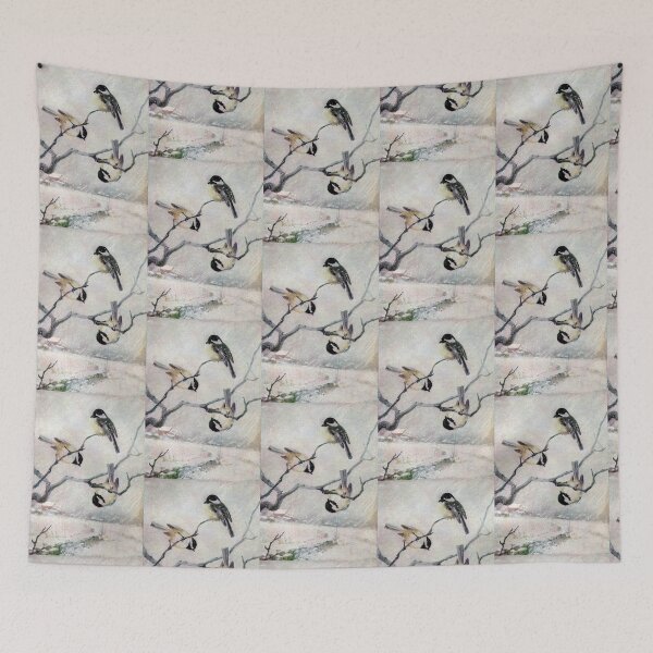 Item preview, Chickadees in the Snow designed and sold by fenneltea.