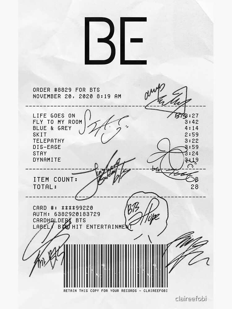 aesthetic album receipts