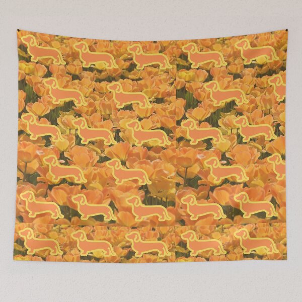 Item preview, Dachshund flowers pattern designed and sold by TheDachshund.