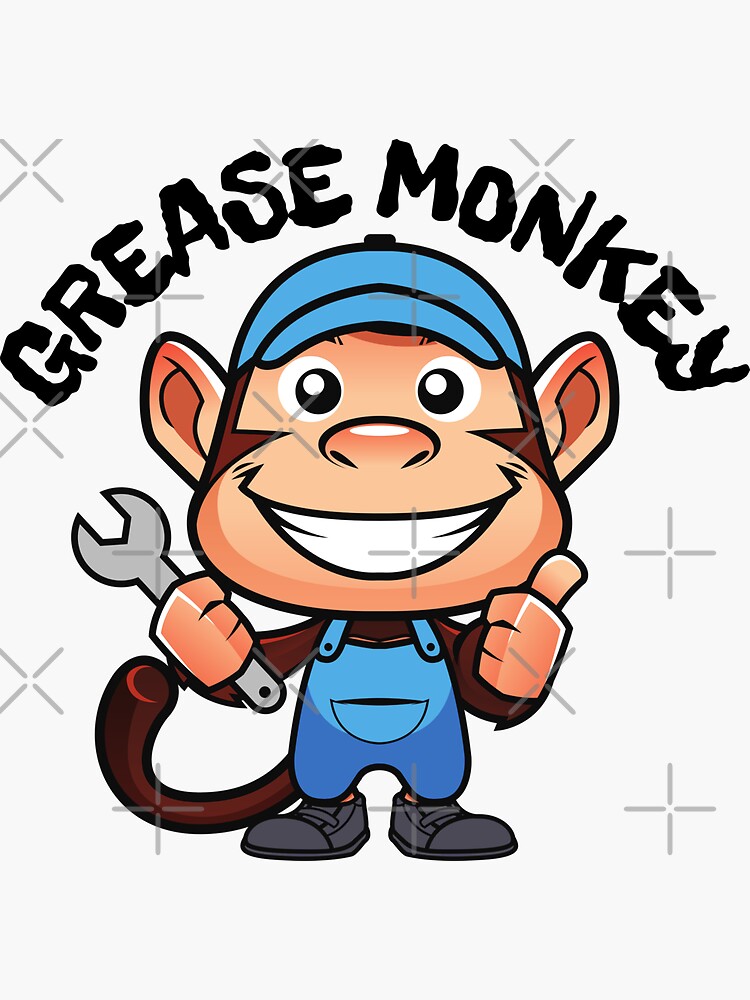 "Grease Monkey" Sticker by KammilDesigns Redbubble