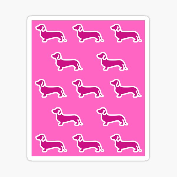 Dachshund pattern in pink Sticker