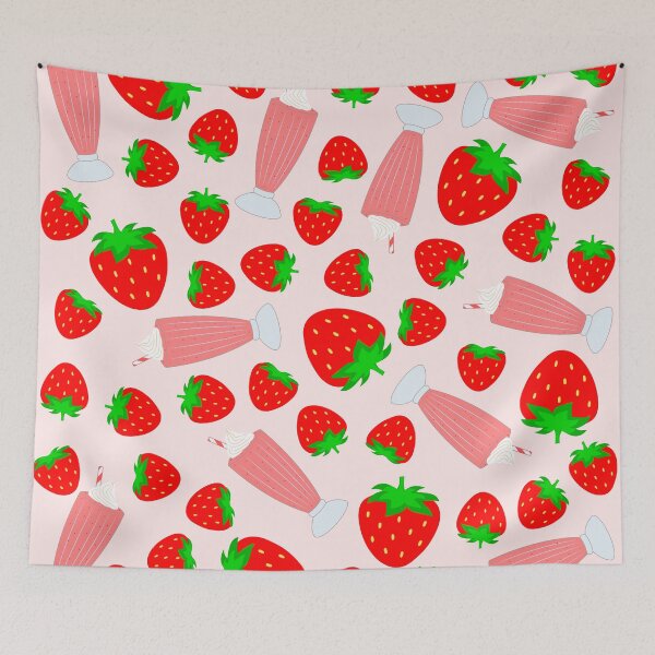 Item preview, Cute Strawberry Milkshake Pattern designed and sold by Miss Tea Positive.