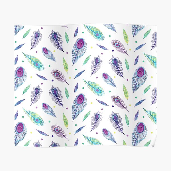 Purple Peacock Feathers en Masse Poster