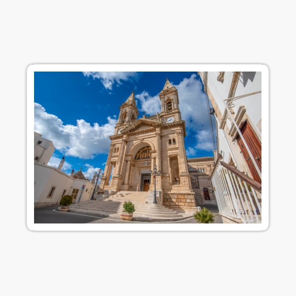 The cathedral of Saints Cosmas and Damian in Alberobello, Italy Sticker