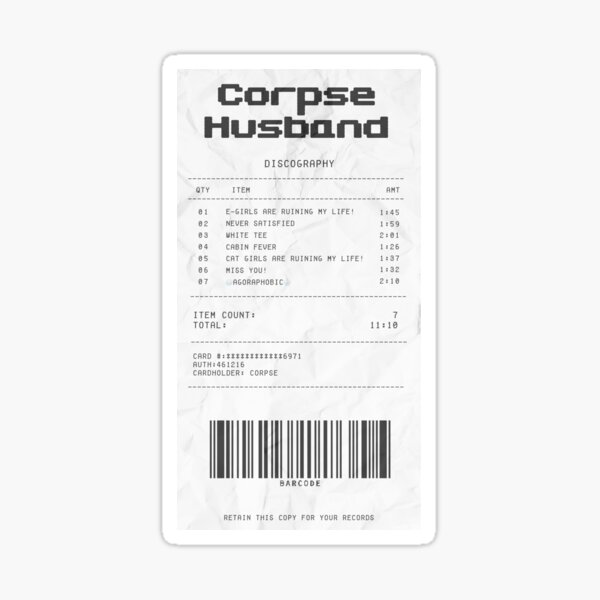 Corpse Husband Stickers Redbubble - never satisfied corpse roblox id