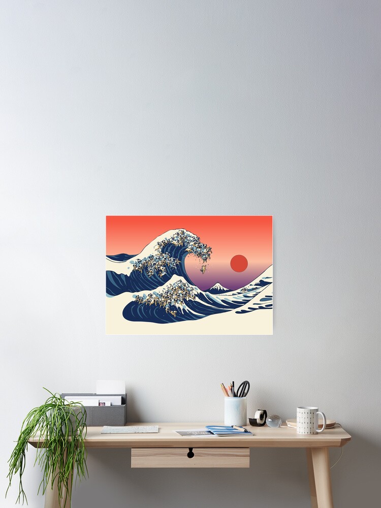 The Great Wave Of Pugs Funny T- Shirt By Huebucket The Great Wave Of Pugs Funny T- Shirt By Huebucket
