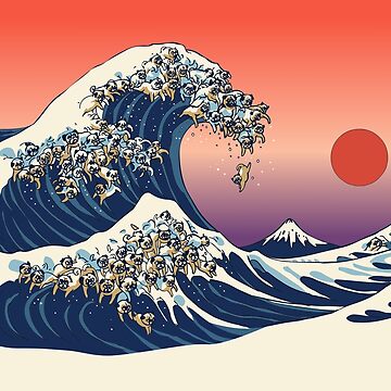 The great wave of pug tapestry hot sale