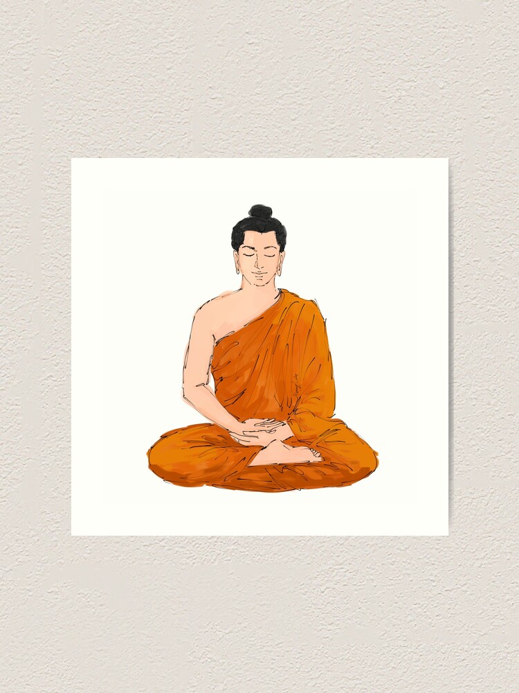 Gautama Buddha Sitting Lotus Position Drawing